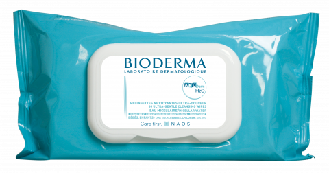 BIODERMA produkta foto, ABCDerm H2O mitrās salvetes x60 zīdaiņa ādas kopšanai, attīrīšanas salvetes