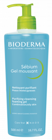 BIODERMA produkta foto, Sebium Gel moussant F500ml, putojošs attīrošs gels taukainai ādai
