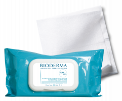 BIODERMA produkta foto, ABCDerm H2O mitrās salvetes x60 zīdaiņa ādas kopšanai, attīrīšanas salvetes